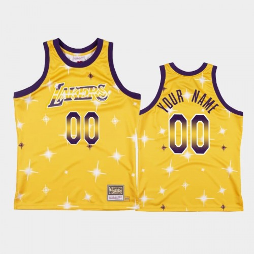 Men's Los Angeles Lakers #00 Custom Airbrush Fashion Gold Jersey