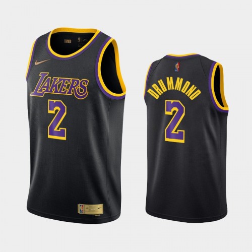 Men's Los Angeles Lakers #2 Andre Drummond 2021 Earned Black Jersey