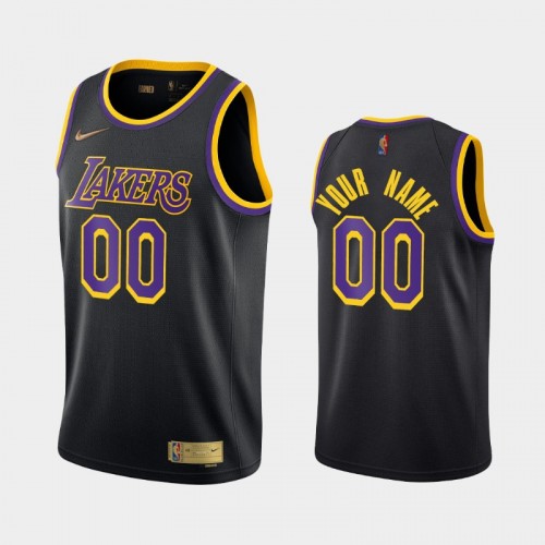 Men's Los Angeles Lakers #00 Custom 2021 Earned Black Jersey