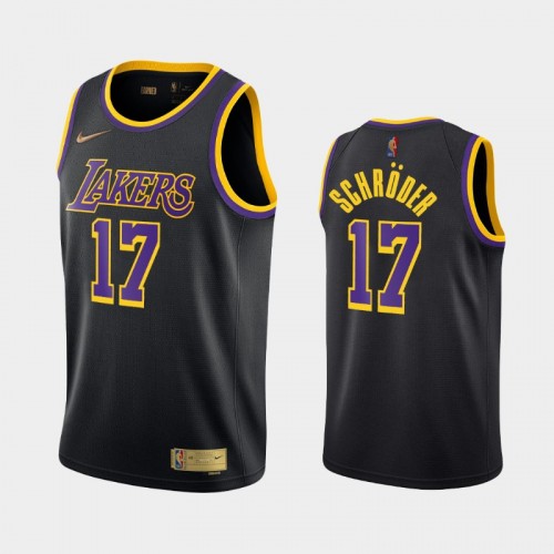 Men's Los Angeles Lakers #17 Dennis Schroder 2021 Earned Black Jersey