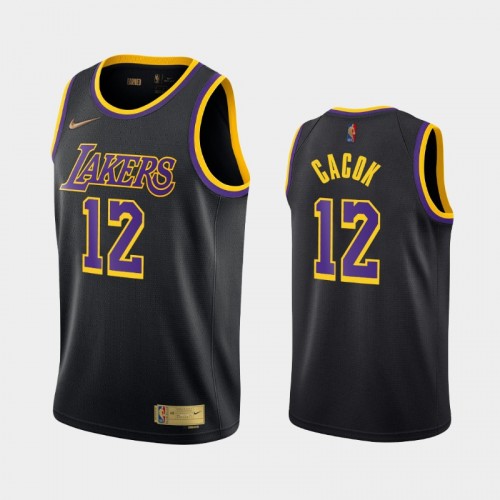 Men's Los Angeles Lakers #12 Devontae Cacok 2021 Earned Black Jersey