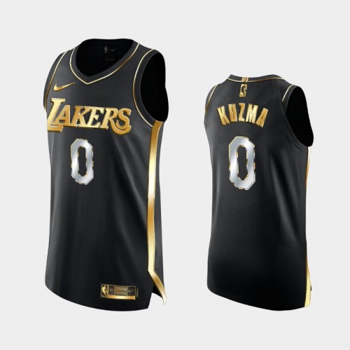 Men Los Angeles Lakers #0 Kyle Kuzma Black Golden Authentic Limited Edition Jersey