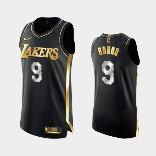 Men Los Angeles Lakers #9 Rajon Rondo Black Golden Authentic Limited Edition Jersey