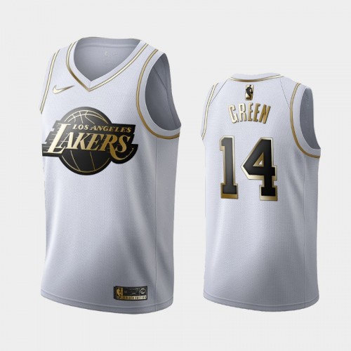 Men's Los Angeles Lakers #14 Danny Green White Golden Edition Jersey