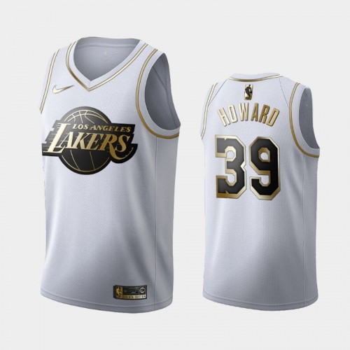 Men's Los Angeles Lakers #39 Dwight Howard White Golden Edition Jersey