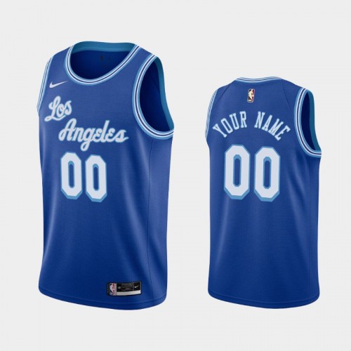 Men's Los Angeles Lakers #00 Custom 2021 Hardwood Classics Blue Jersey