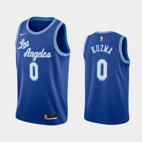 Men's Los Angeles Lakers #0 Kyle Kuzma 2021 Hardwood Classics Blue Jersey