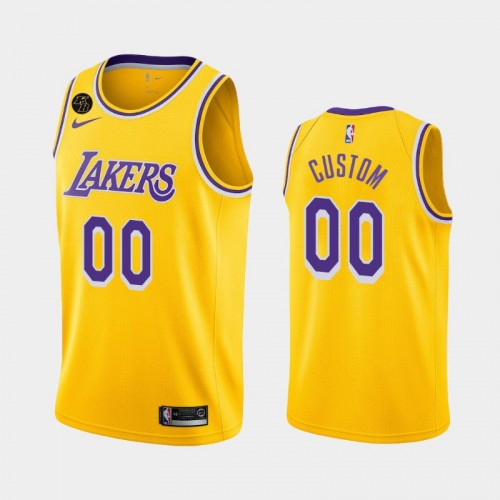 Men's Los Angeles Lakers #00 Custom 2020 Icon Remember Kobe Bryant Yellow Jersey