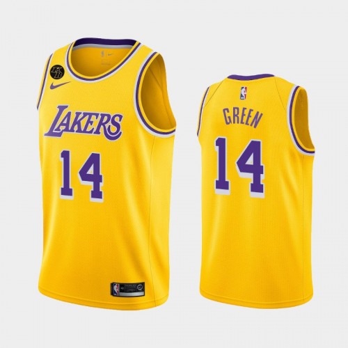 Men's Los Angeles Lakers #14 Danny Green 2020 Icon Remember Kobe Bryant Yellow Jersey