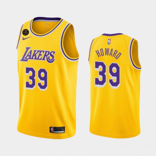 Men's Los Angeles Lakers #39 Dwight Howard 2020 Icon Remember Kobe Bryant Yellow Jersey