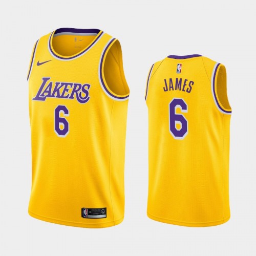Los Angeles Lakers LeBron James Men #6 Icon Edition Change Number Gold Jersey