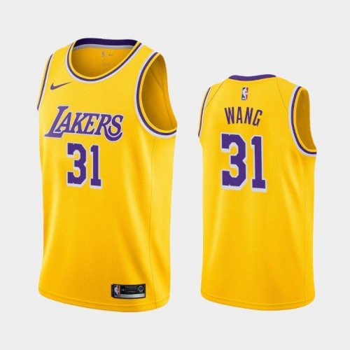 Los Angeles Lakers Wang Zhelin Men #31 Icon Edition Chinese Player Gold Jersey