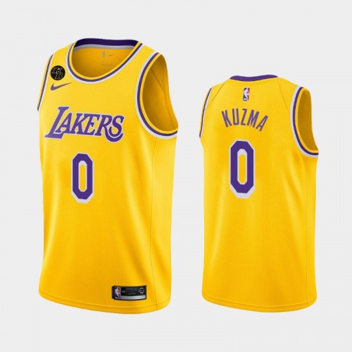 Men's Los Angeles Lakers #0 Kyle Kuzma 2020 Icon Remember Kobe Bryant Yellow Jersey