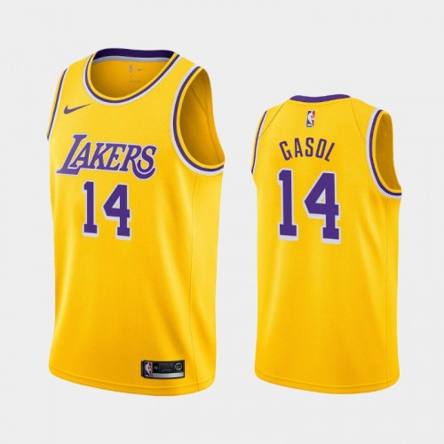 Men's Los Angeles Lakers Marc Gasol #14 2020-21 Icon Yellow Jersey