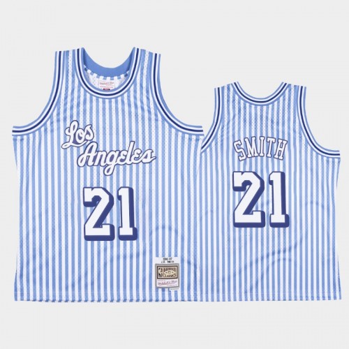 Los Angeles Lakers #21 J.R. Smith Striped Blue Jersey