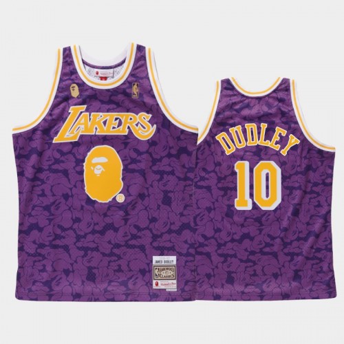 Men's Los Angeles Lakers #10 Jared Dudley Purple BAPE X Mitchell Classic Jersey