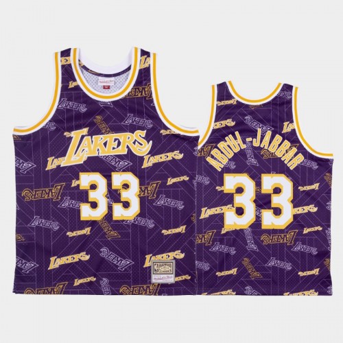 Kareem Abdul-Jabbar Los Angeles Lakers #33 Purple Tear Up Pack Hardwood Classics Jersey