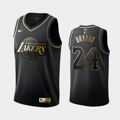 Men's Los Angeles Lakers #24 Kobe Bryant Black Golden Logo Jersey