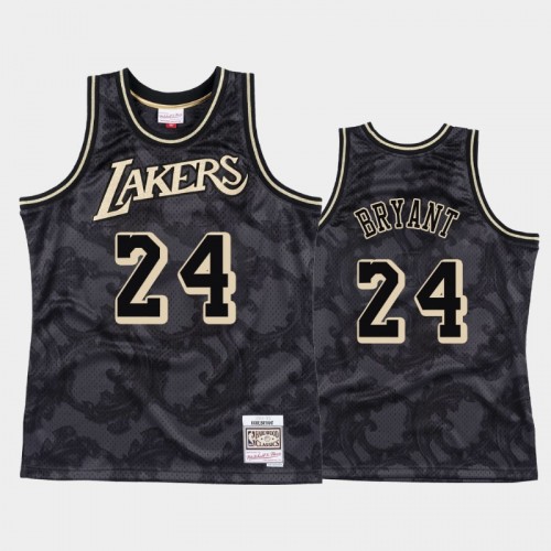 Men's Los Angeles Lakers #24 Kobe Bryant Black Toile Metallic Classic Jersey