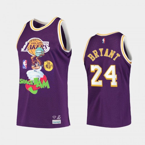 Limited Los Angeles Lakers #24 Kobe Bryant Purple Diamond Supply Co. x Space Jam x NBA Jersey