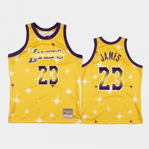 Men's Los Angeles Lakers #23 LeBron James Airbrush Fashion Gold Jersey