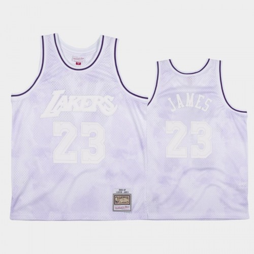 Los Angeles Lakers #23 LeBron James White 1996-97 Cloudy Skies Jersey - Hardwood Classics