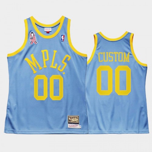 Men Los Angeles Lakers #00 Custom Blue 2002 Minneapolis 5x championship Jersey - MPLS Throwback