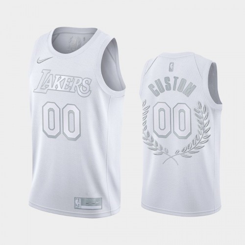 Men's Los Angeles Lakers #00 Custom White Platinum Edition Glory Retired Jersey