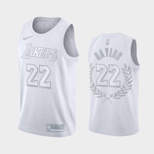 Men's Los Angeles Lakers #22 Elgin Baylor White Platinum Edition Glory Retired Jersey