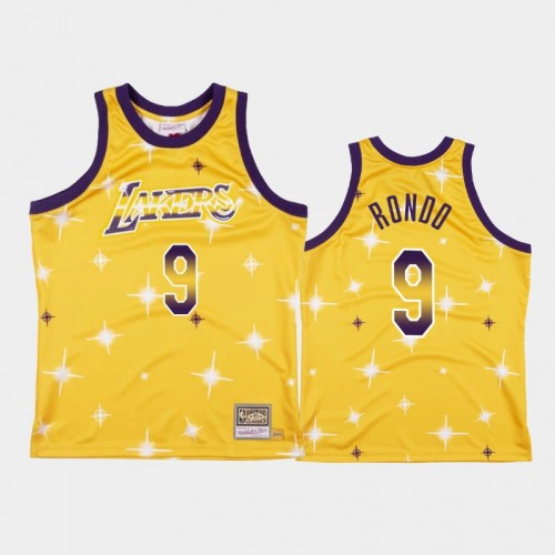 Men's Los Angeles Lakers #9 Rajon Rondo Airbrush Fashion Gold Jersey