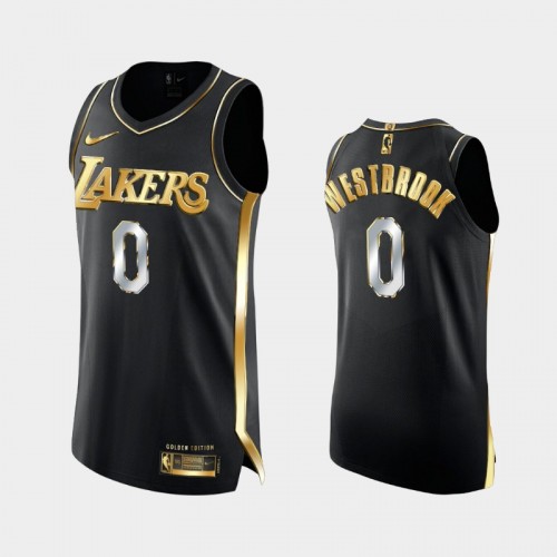 Los Angeles Lakers #0 Russell Westbrook Black 2021 Golden Edition Authentic 2021 Trade Jersey