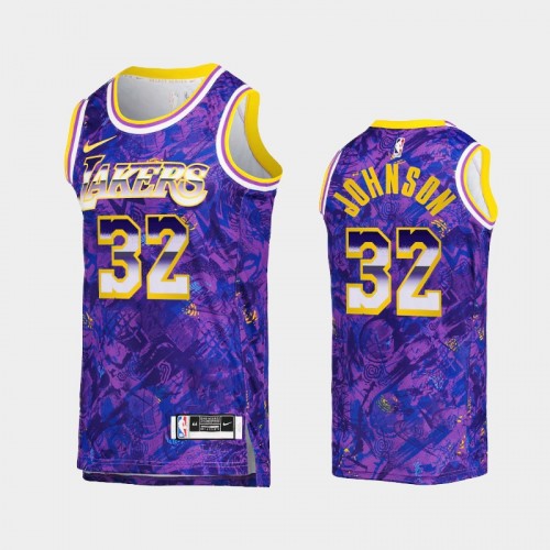 Men's Los Angeles Lakers Magic Johnson Select Series Camo Purple Jersey