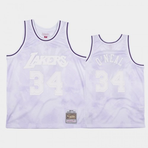 Los Angeles Lakers #34 Shaquille O'Neal White 1996-97 Cloudy Skies Jersey - Hardwood Classics