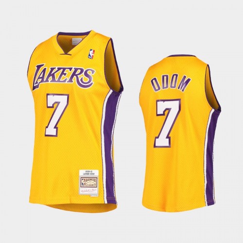 Los Angeles Lakers Lamar Odom Men #7 Special Commemorative Gold Hardwood Classics Jersey