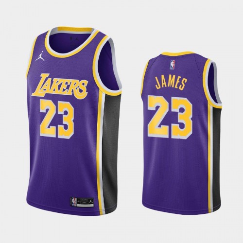 Men's Los Angeles Lakers #23 LeBron James 2020-21 Statement Purple Jersey