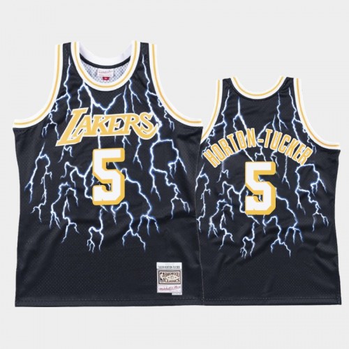 Men's Los Angeles Lakers #5 Talen Horton-Tucker Black Lightning Hardwood Classics Jersey