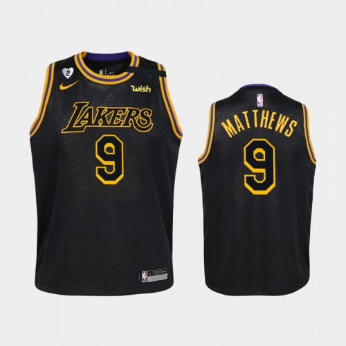 Youth Los Angeles Lakers Wesley Matthews City Honor Kobe and Gianna Black Jersey