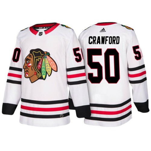 Male Corey Crawford #50 White 2018 New Season Team Away Jersey