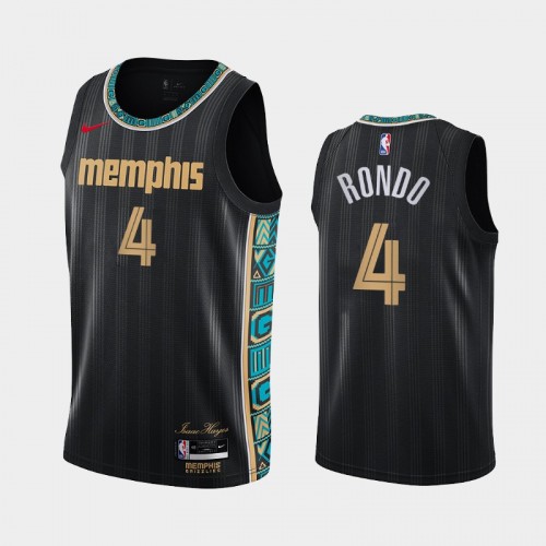 Memphis Grizzlies Rajon Rondo Men #4 City Edition 2021 Trade Black Jersey