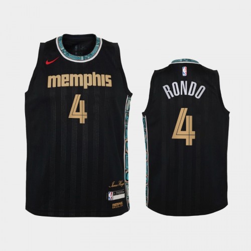 Memphis Grizzlies Rajon Rondo Youth #4 City Edition Black Jersey
