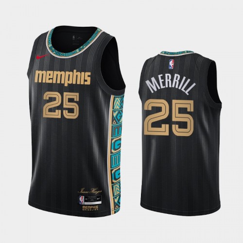 Memphis Grizzlies Sam Merrill Men #25 City Edition 2020 NBA Draft Black Jersey
