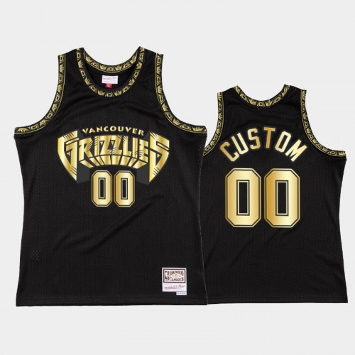 Men Memphis Grizzlies #00 Custom Throwback 90s Golden Collection Black Jersey