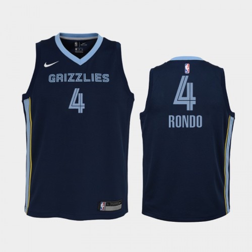 Memphis Grizzlies Rajon Rondo Youth #4 Icon Edition Navy Jersey