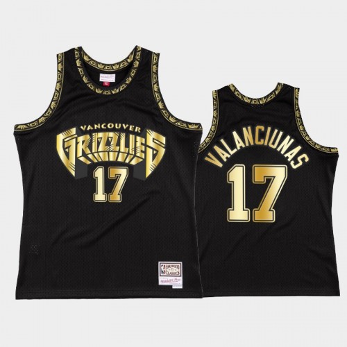 Men Memphis Grizzlies #17 Jonas Valanciunas Throwback 90s Golden Collection Black Jersey
