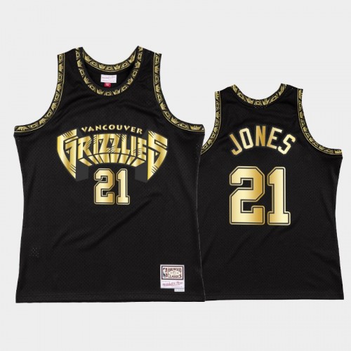 Men Memphis Grizzlies #21 Tyus Jones Throwback 90s Golden Collection Black Jersey