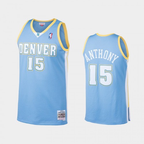 Men's 2003-2004 Denver Nuggets #15 Carmelo Anthony Light Blue Hardwood Classics Jersey
