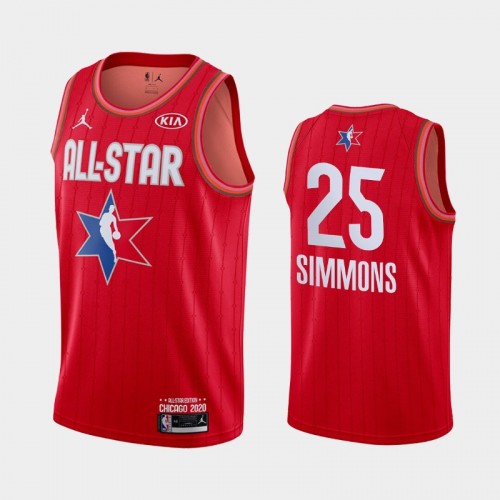 Men's 2020 NBA All-Star Game Philadelphia 76ers #25 Ben Simmons Finished Jersey - Red