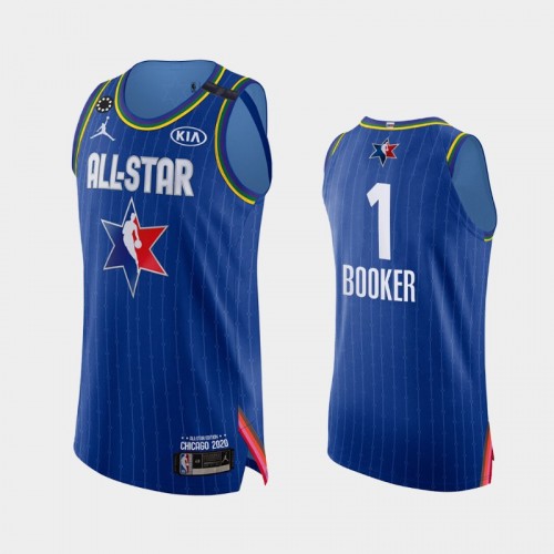 Men's 2020 NBA All-Star Game Suns #1 Devin Booker Honor Kobe Bryant Authentic Jersey - Blue