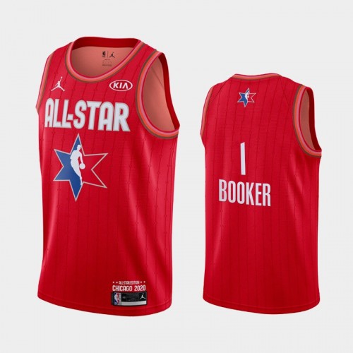 Men's 2020 NBA All-Star Game Phoenix Suns #1 Devin Booker Finished Jersey - Red