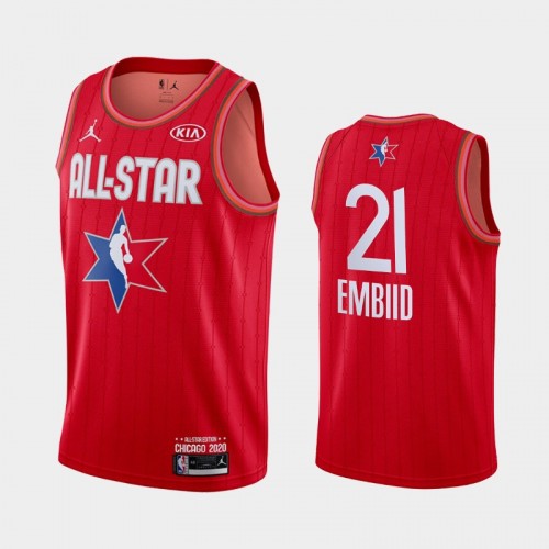 Men's 2020 NBA All-Star Game Philadelphia 76ers #21 Joel Embiid Finished Jersey - Red